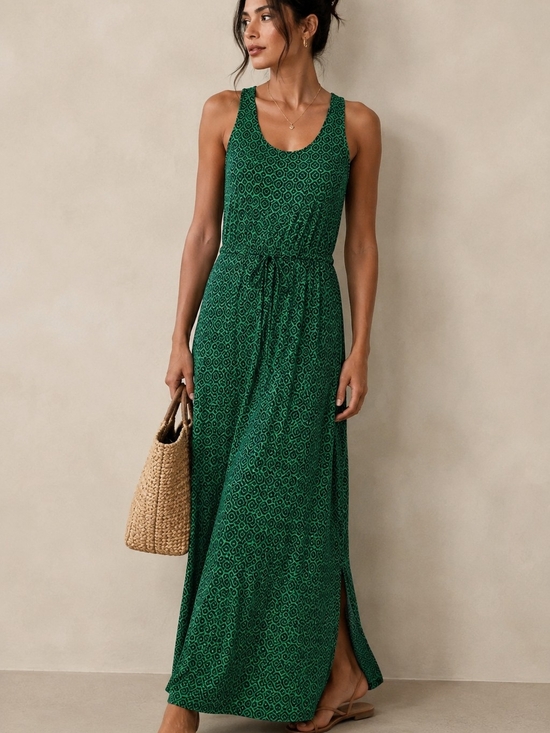 Banana Republic Dresses & Skirts - Banana Republic Green Geometric Racerback Maxi Dress XS